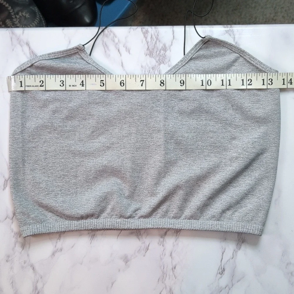 Free People Seamless Cropped Tank‎ Top Grey Spaghetti Strap Size M/L